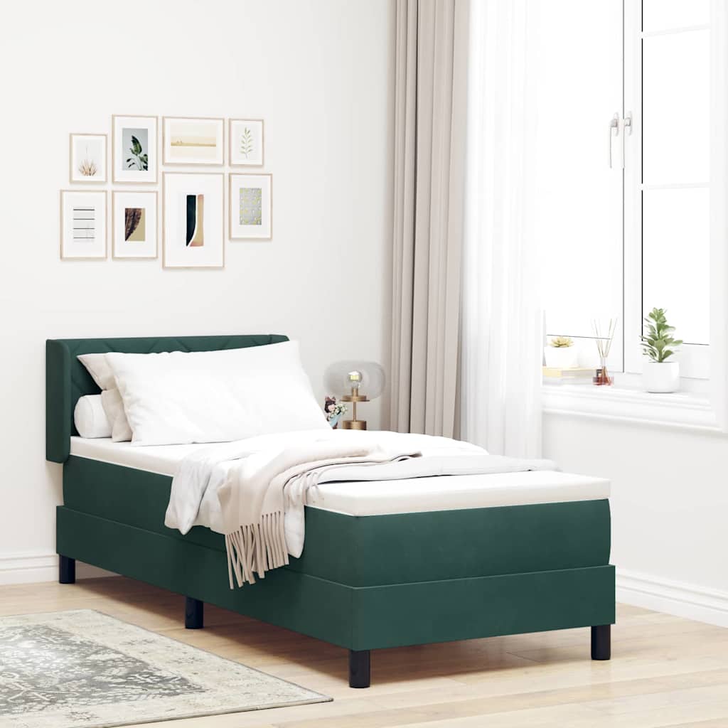 Krevet s opruga kutije Tamnozelena 200 x 80 cm Baršun
