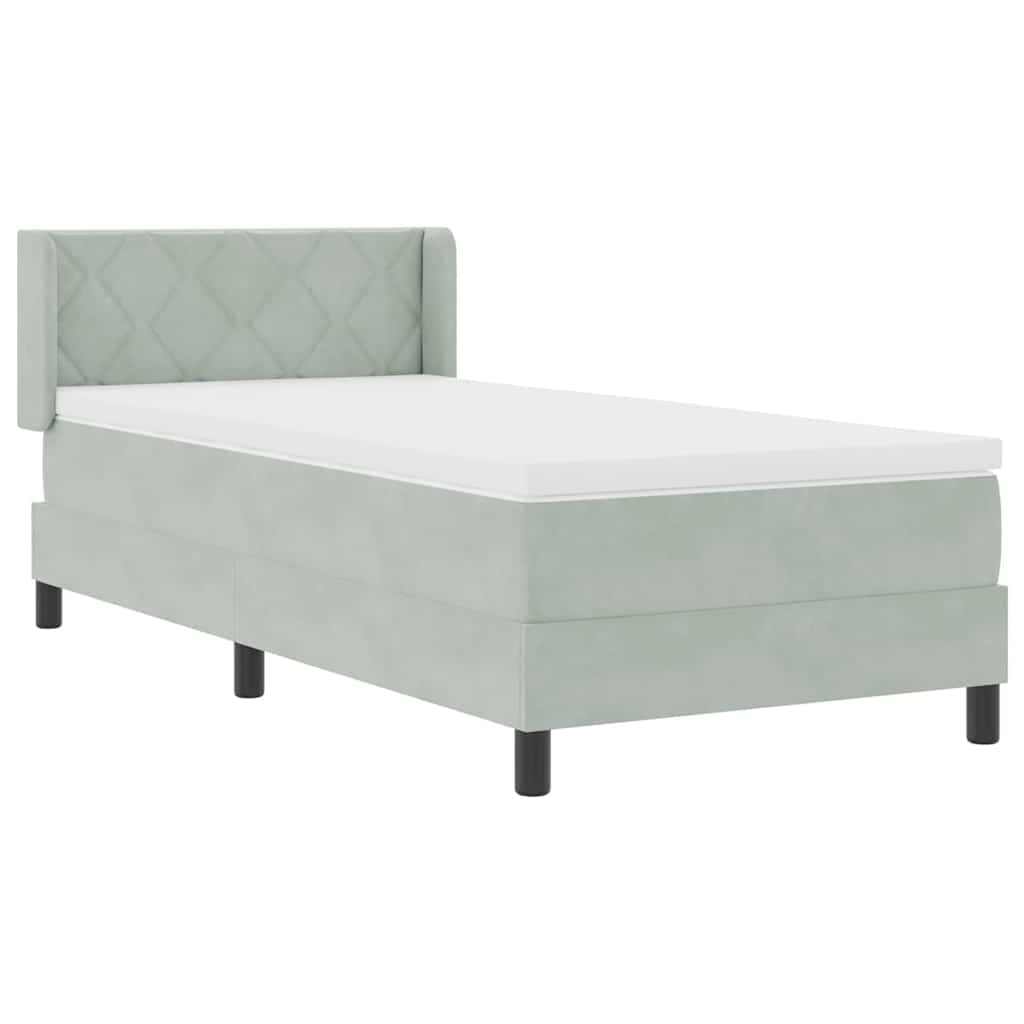 Krevet s opruga kutije Svijetlo siva 200 x 90 cm Baršun