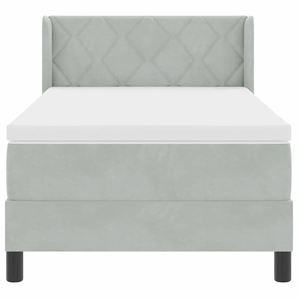 Krevet s opruga kutije Svijetlo siva 200 x 90 cm Baršun