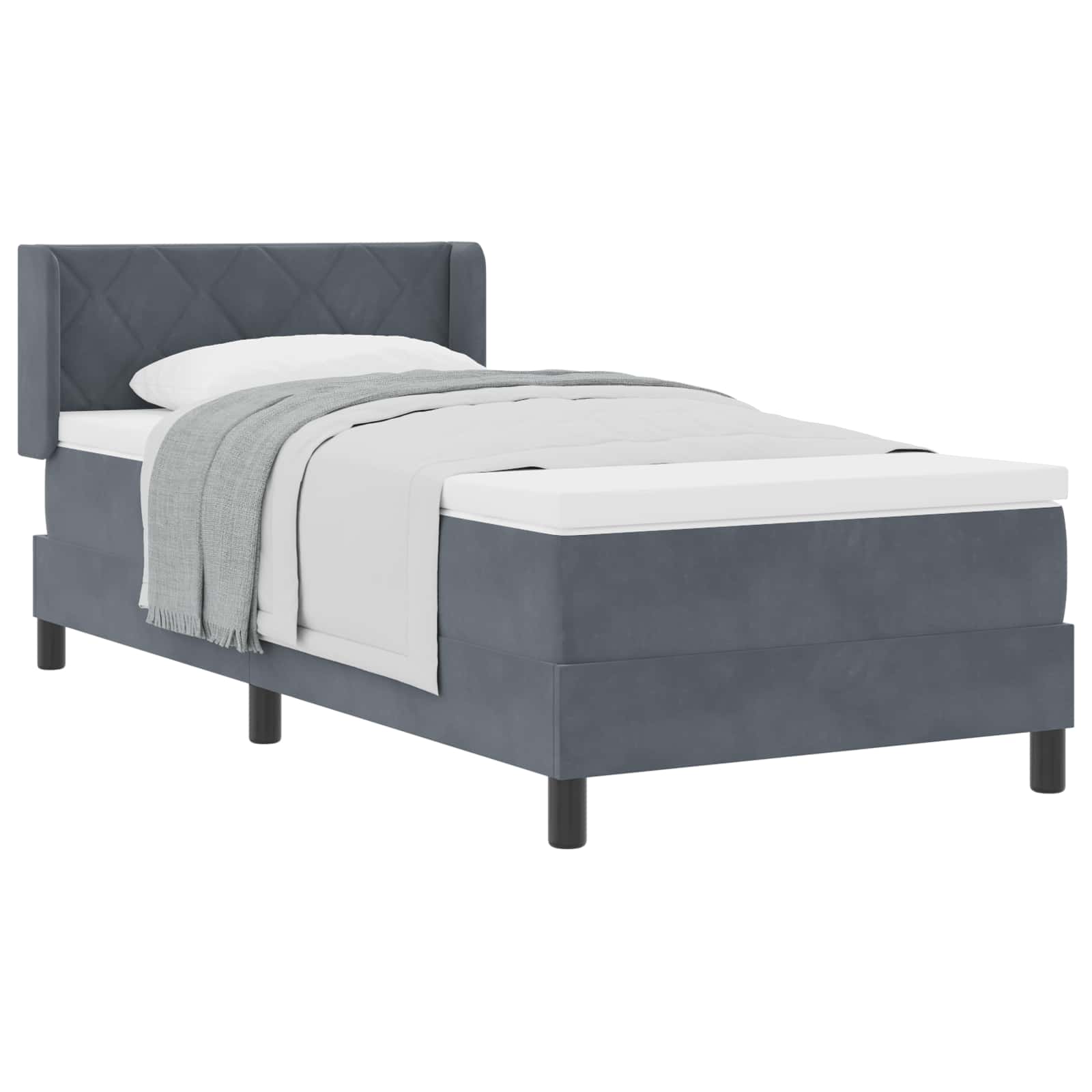 Krevet s opruga kutije Tamno siva 200 x 90 cm Baršun