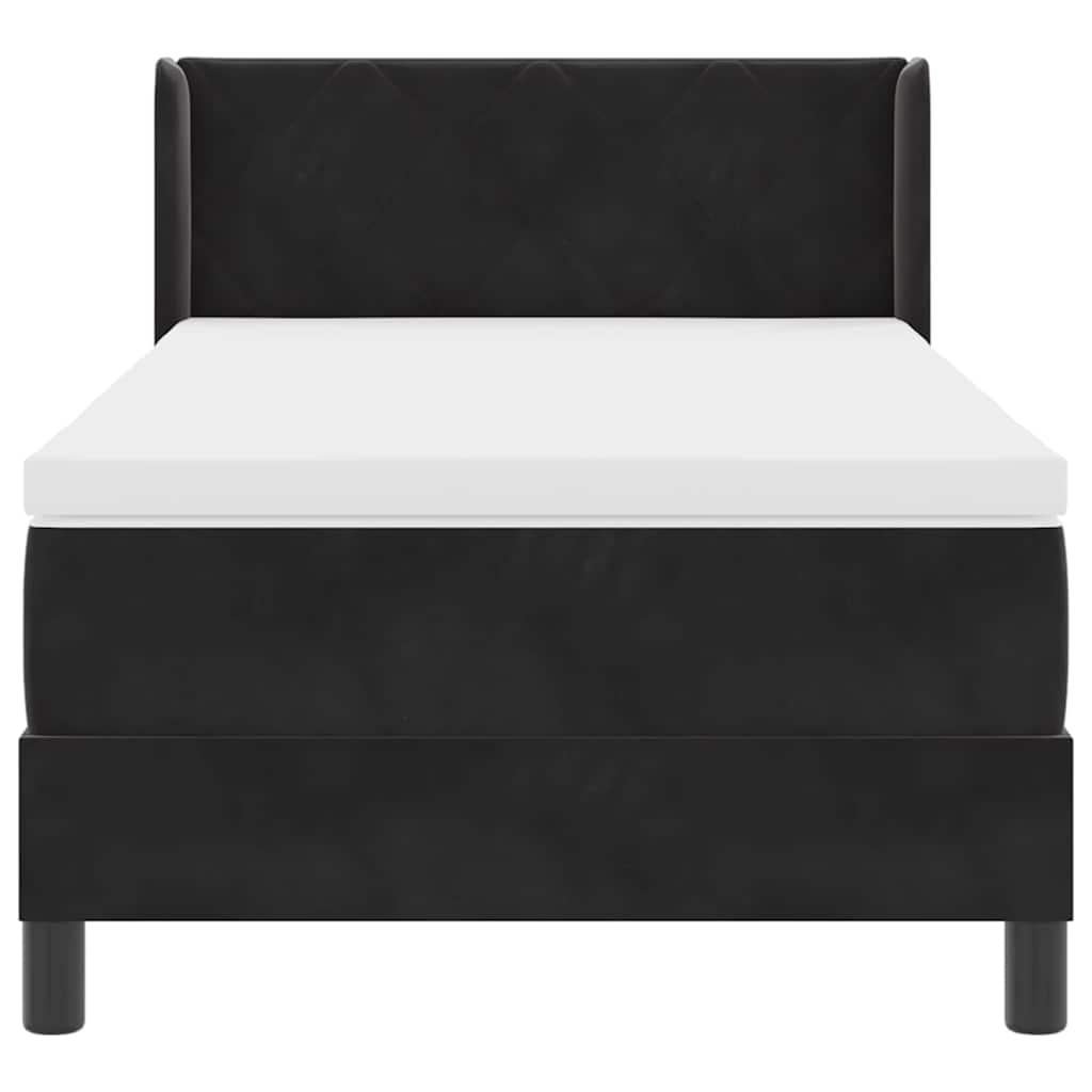 Krevet s opruga kutije s uzglavljem Crna 200 x 90 cm Baršun