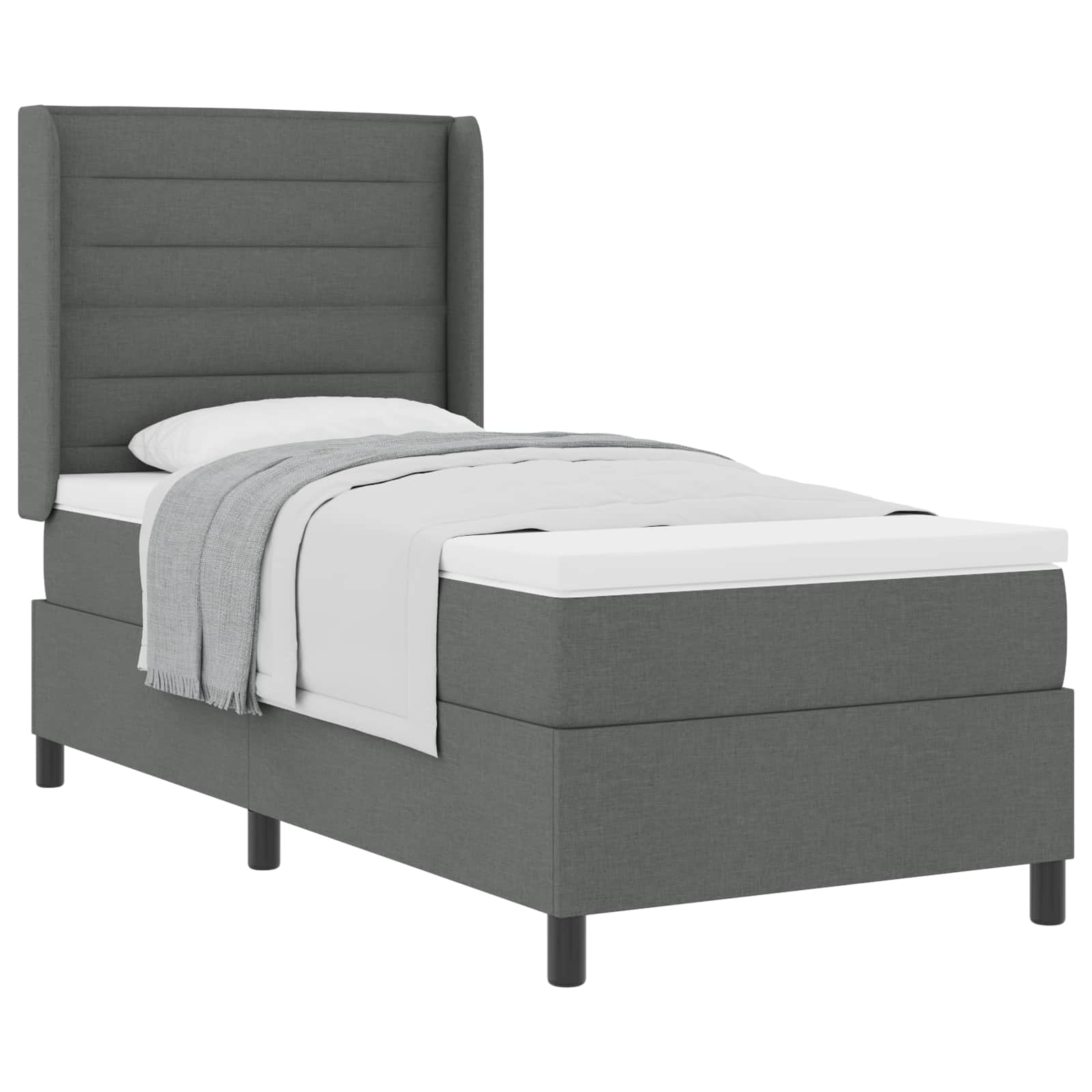 Krevet s opruga kutije Tamno siva 200 x 80 cm tkanina