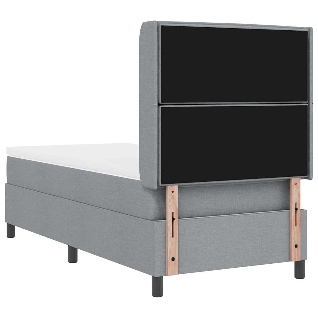 Krevet s opruga kutije Svijetlo siva 190 x 90 cm tkanina