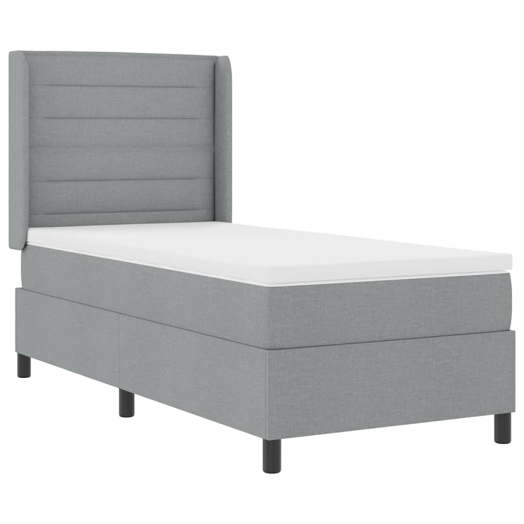 Krevet s opruga kutije Svijetlo siva 200 x 90 cm tkanina