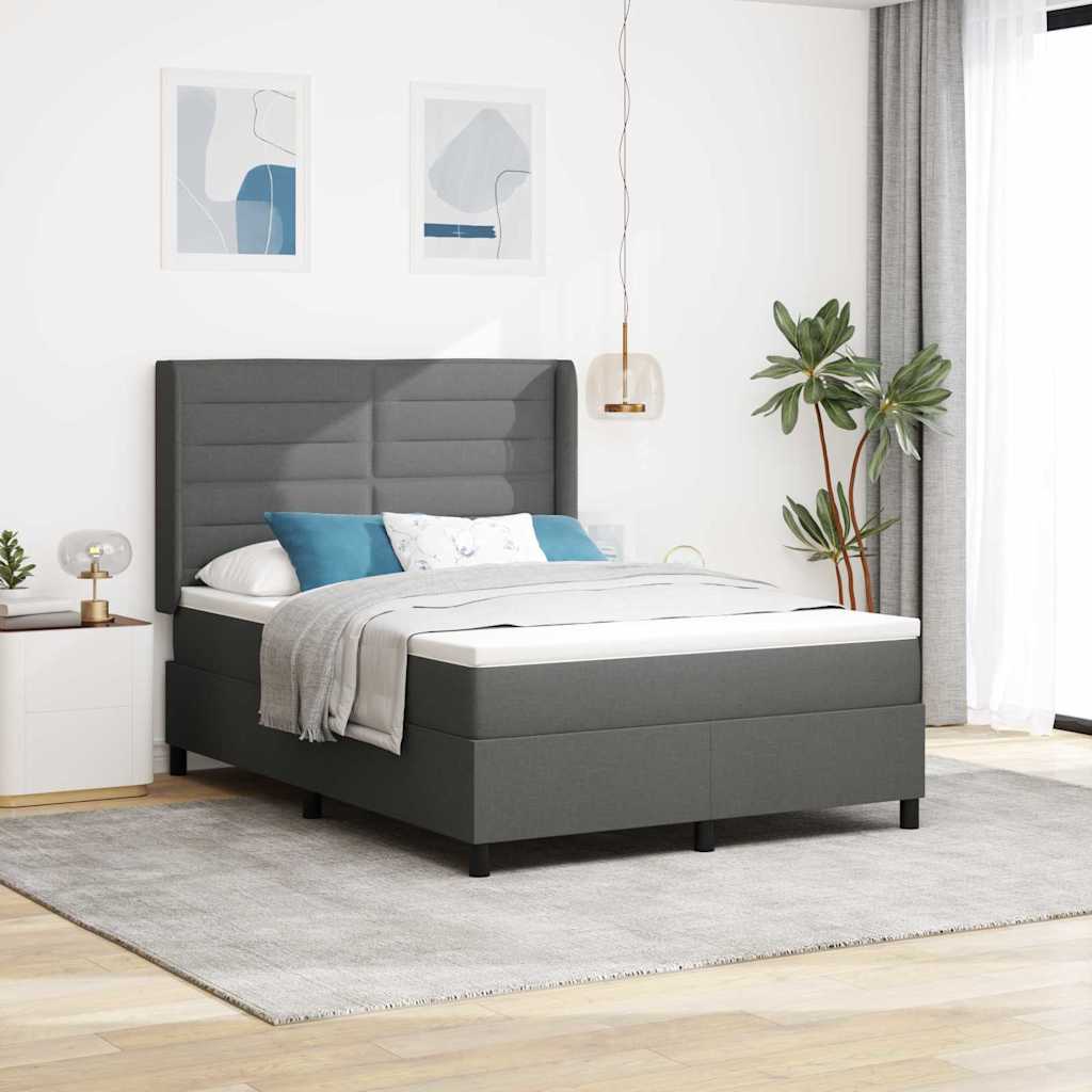 Krevet s opruga kutije Tamno siva 200 x 160 cm tkanina