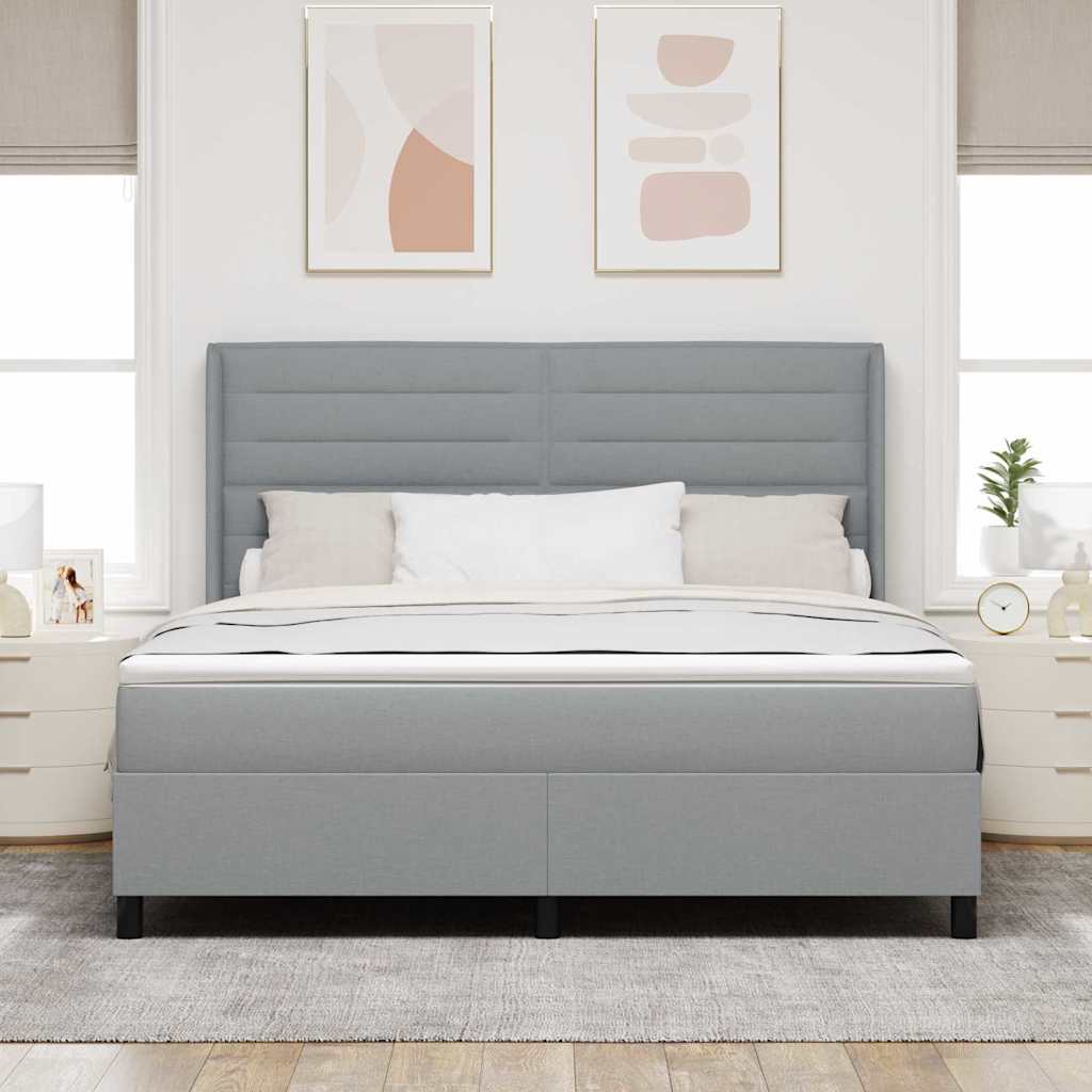 Krevet s opruga kutije Svijetlo siva 200 x 180 cm tkanina