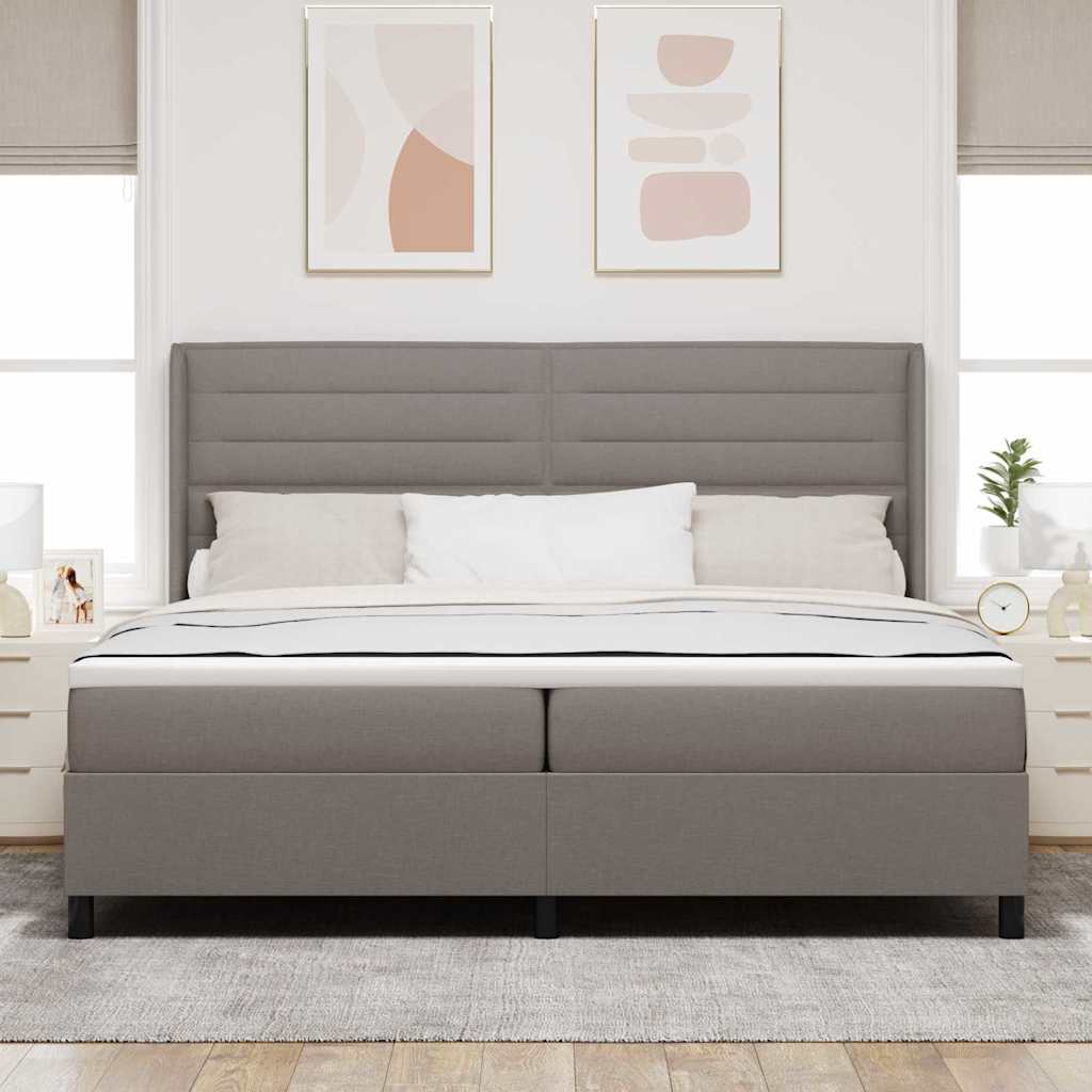 Krevet s opruga kutije Sivo-smeđa 200 x 200 cm tkanina