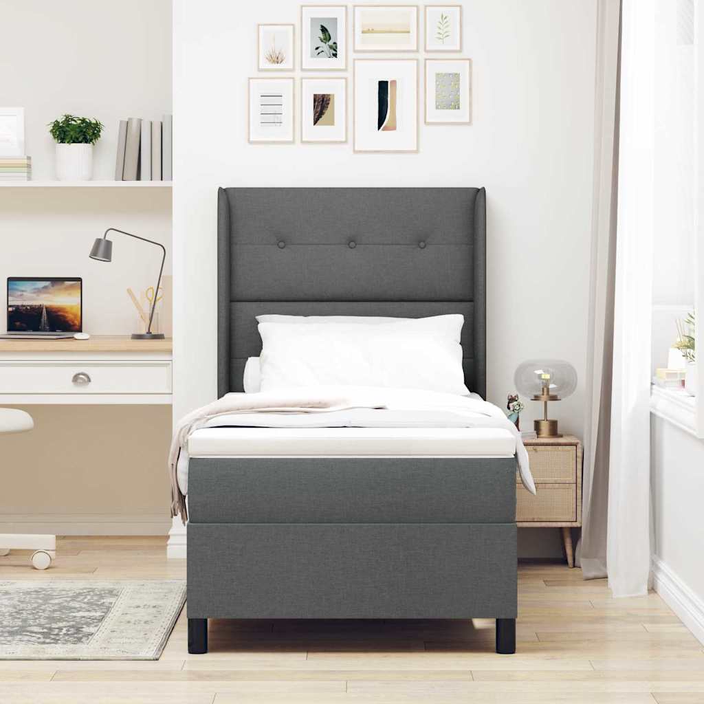 Krevet s opruga kutije Tamno siva 200 x 80 cm tkanina