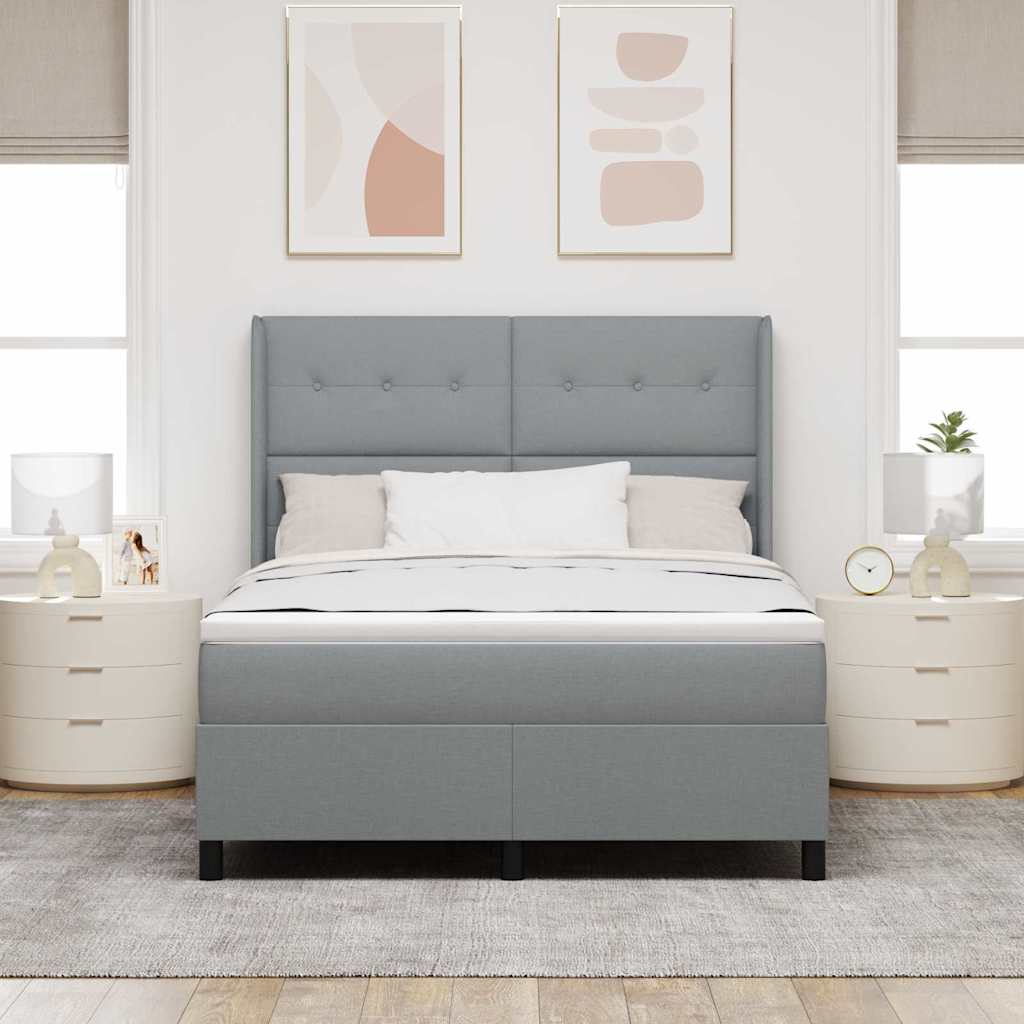 Krevet s opruga kutije Svijetlo siva 200 x 140 cm tkanina