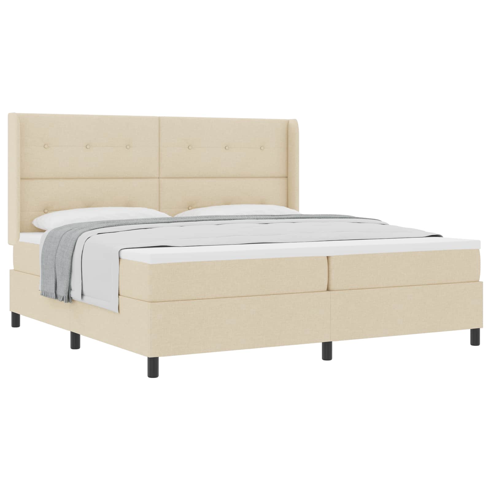 Krevet s opruga kutije s jastukom Krema 200 x 200 cm tkanina