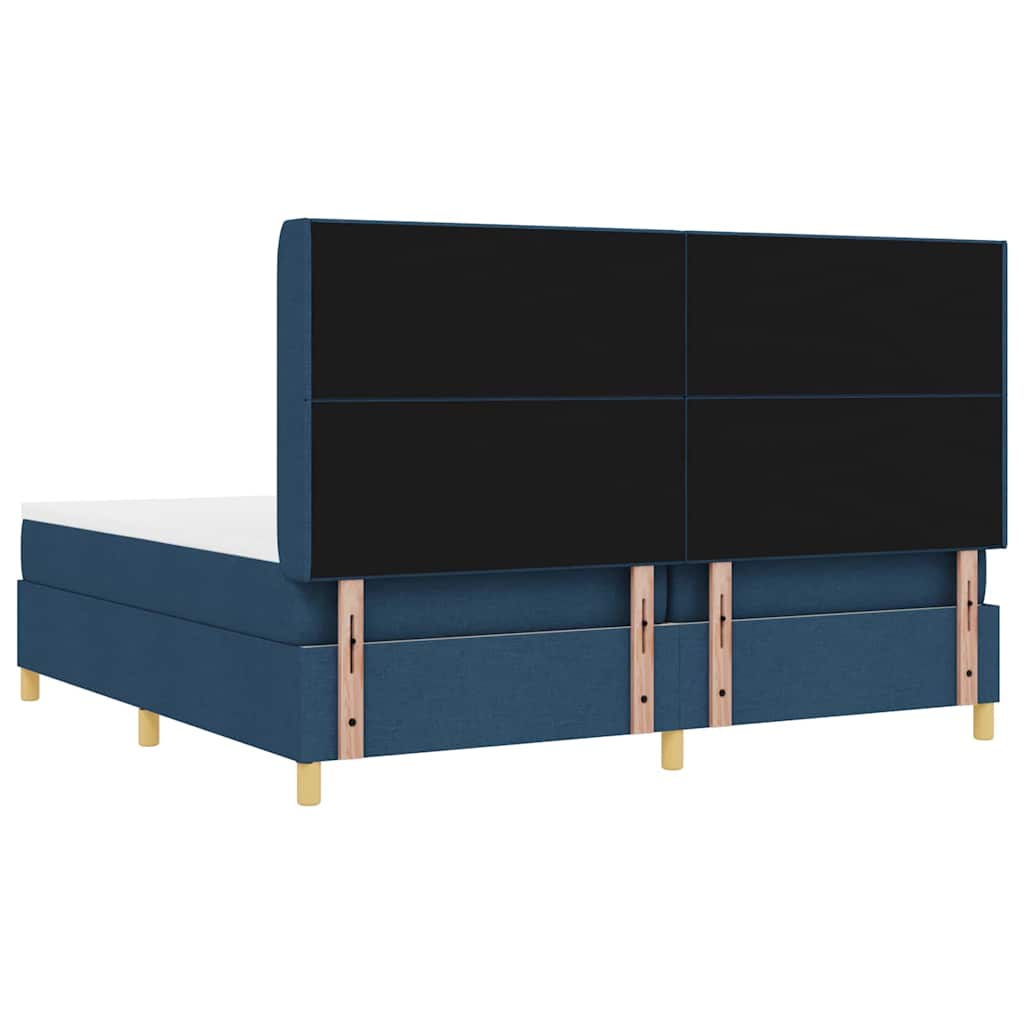 Krevet s opruga kutije s jastukom Plava 200 x 200 cm tkanina
