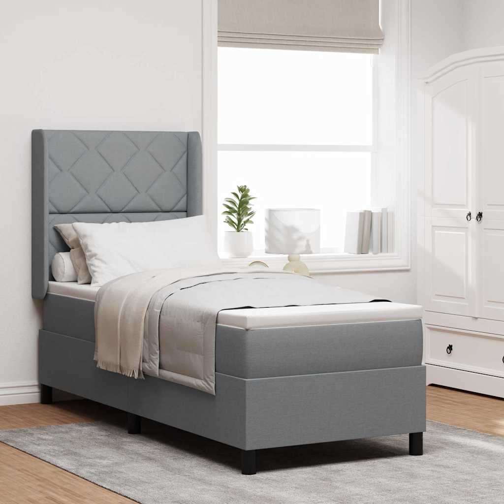 Krevet s opruga kutije Svijetlo siva 200 x 80 cm tkanina