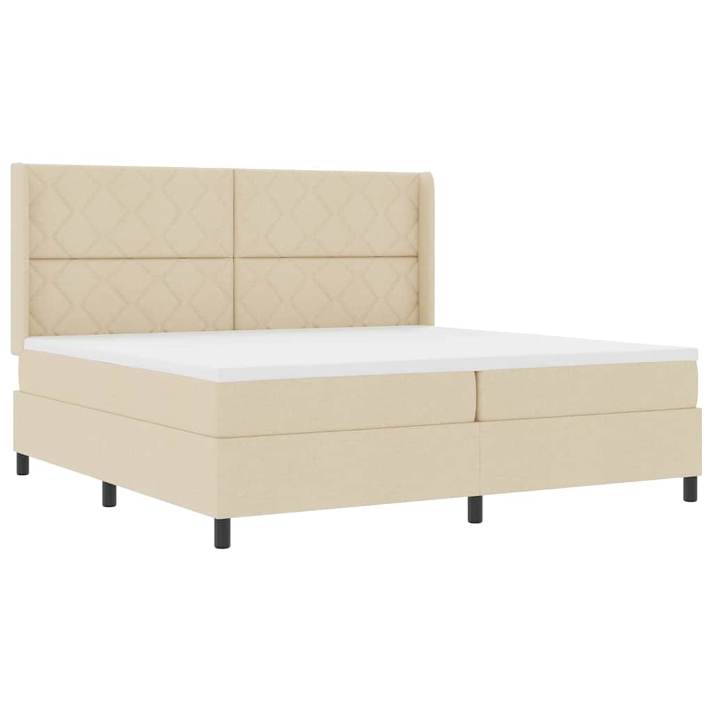Krevet s opruga kutije s jastukom Krema 200 x 200 cm tkanina
