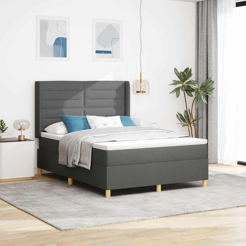 Krevet s opruga kutije Tamno siva 140 x 200 cm tkanina