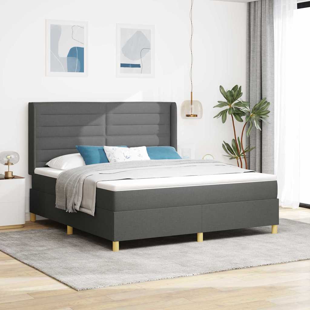 Krevet s opruga kutije Tamno siva 180 x 200 cm tkanina