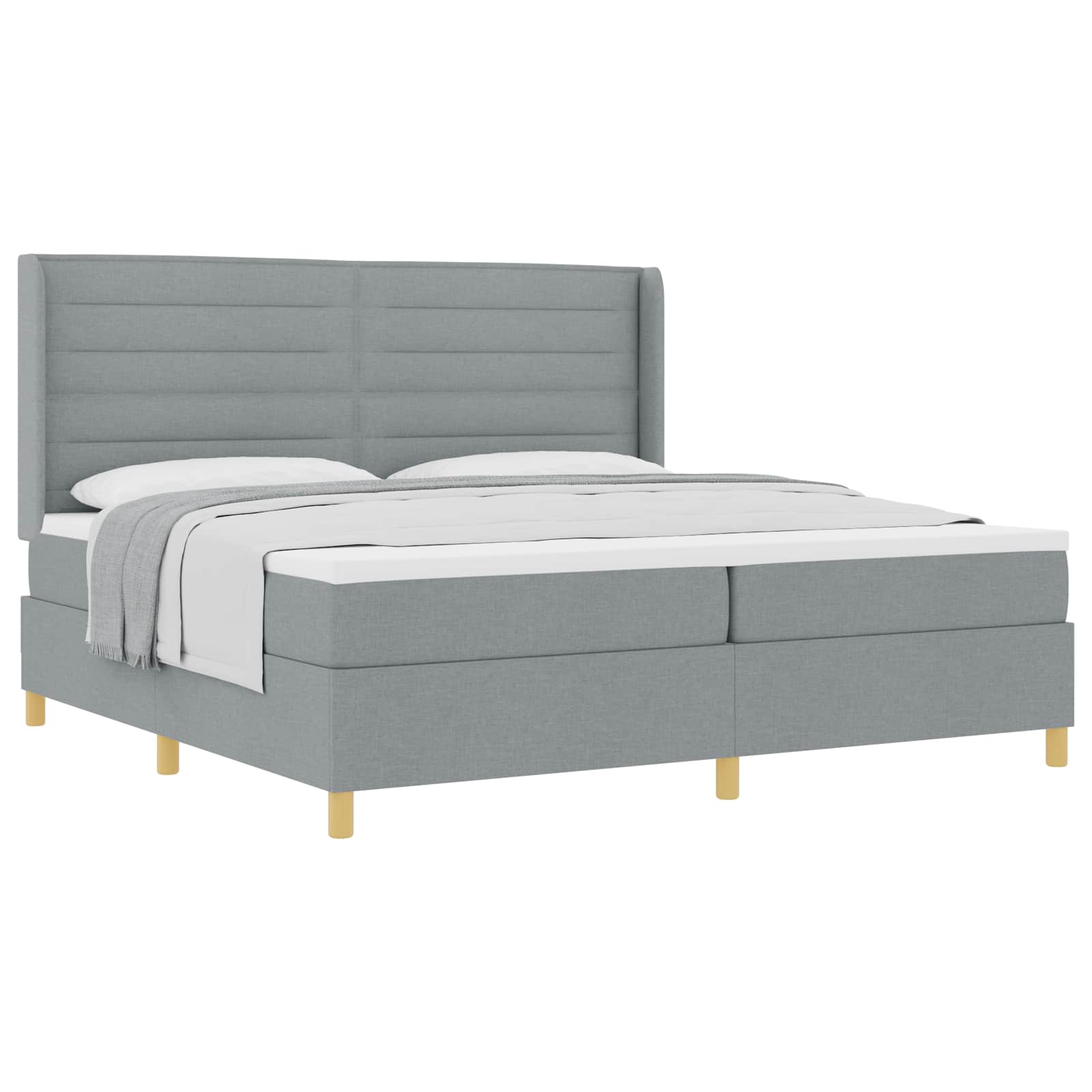Krevet s opruga kutije Svijetlo siva 200 x 200 cm tkanina