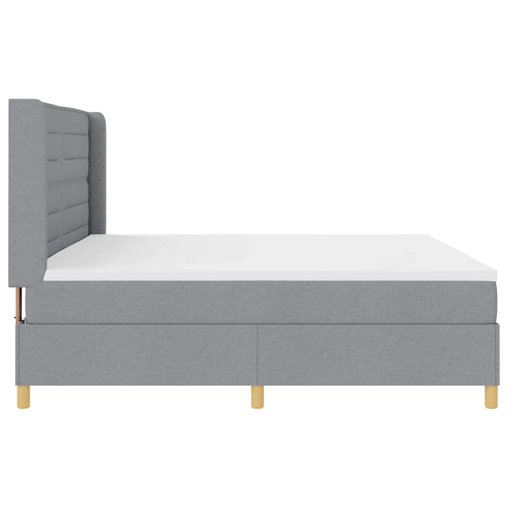 Krevet s opruga kutije Svijetlo siva 200 x 200 cm tkanina