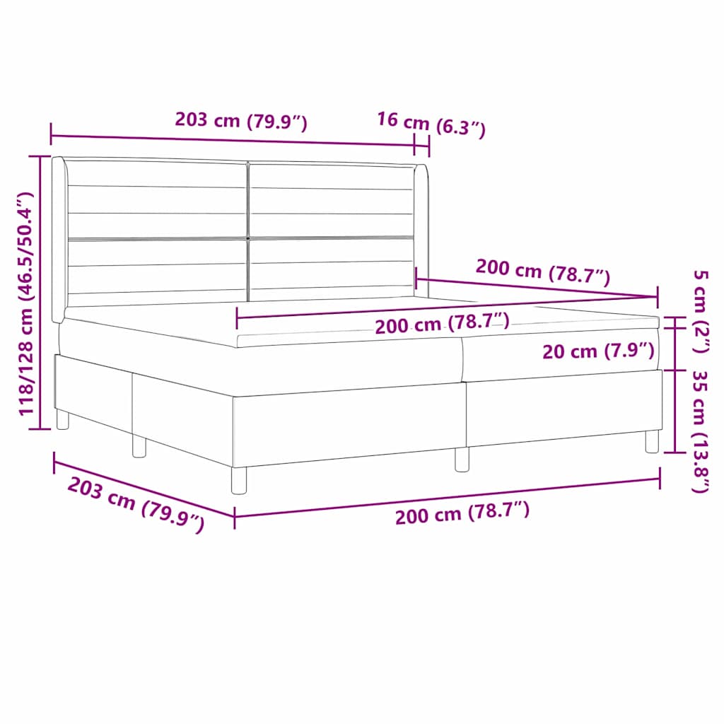 Krevet s opruga kutije Sivo-smeđa 200 x 200 cm tkanina