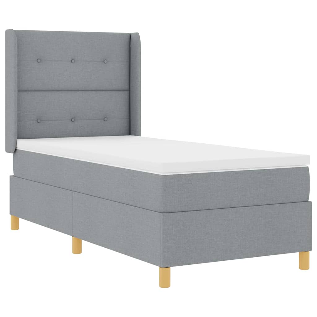 Krevet s opruga kutije Svijetlo siva 90 x 190 cm tkanina
