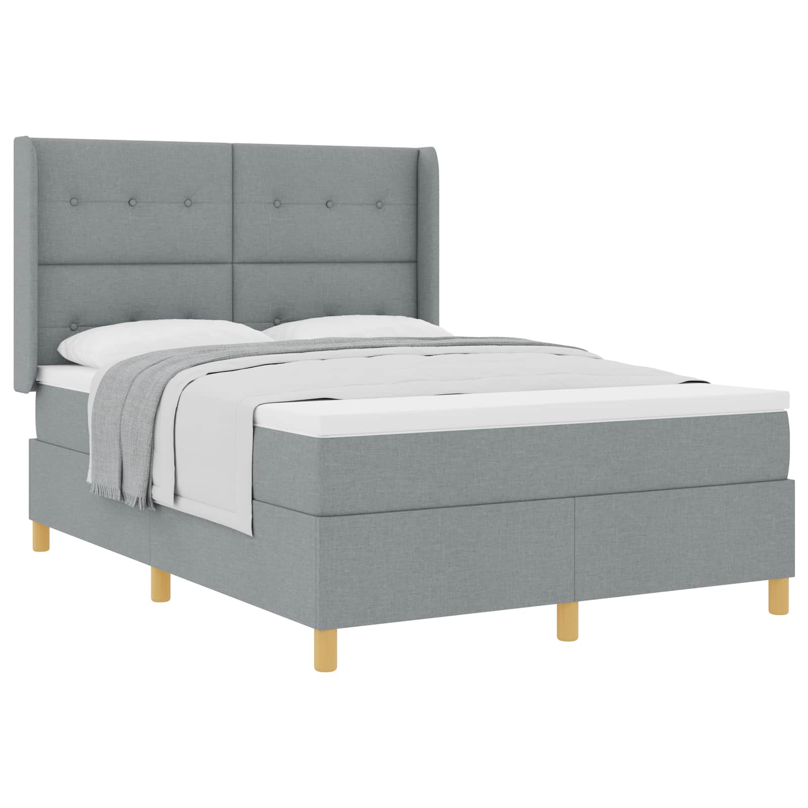 Krevet s opruga kutije Svijetlo siva 140 x 190 cm tkanina