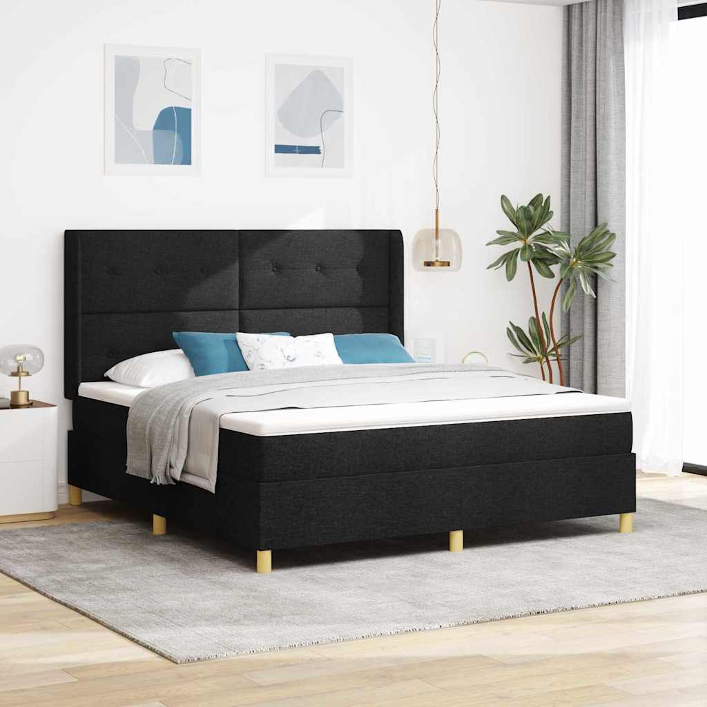Krevet s opruga kutije s madracem Crna 180 x 200 cm tkanina