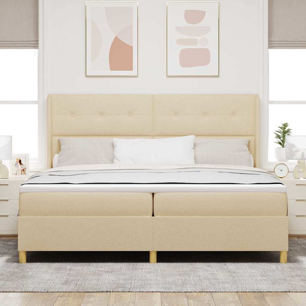 Krevet s opruga kutije s uzglavljem Krema 200 x 200 cm tkanina