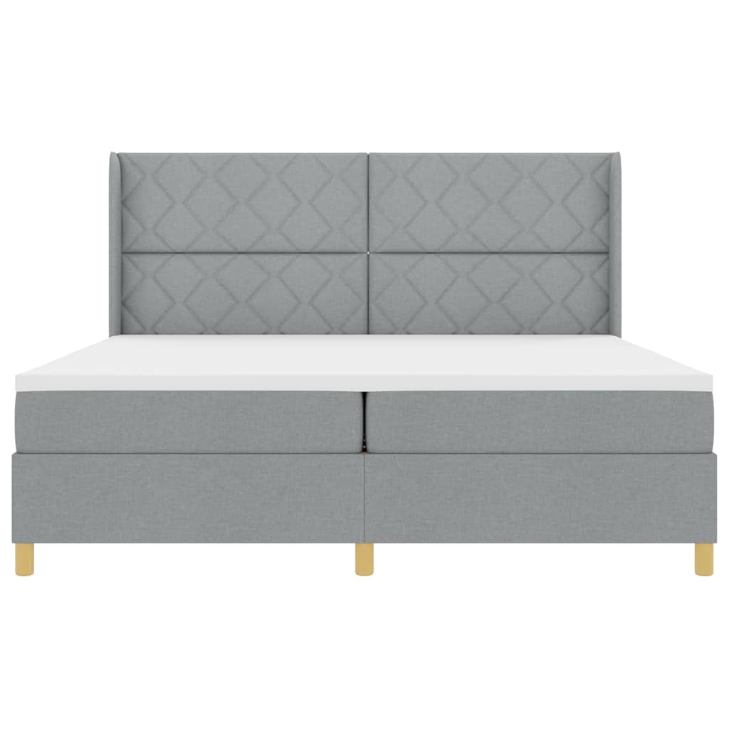 Krevet s opruga kutije Svijetlo siva 200 x 200 cm tkanina