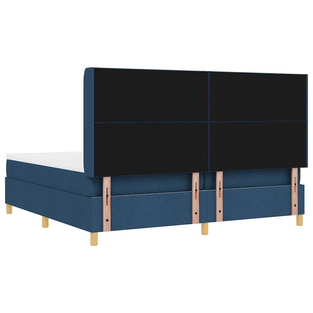 Krevet s opruga kutije s uzglavljem Plava 200 x 200 cm tkanina