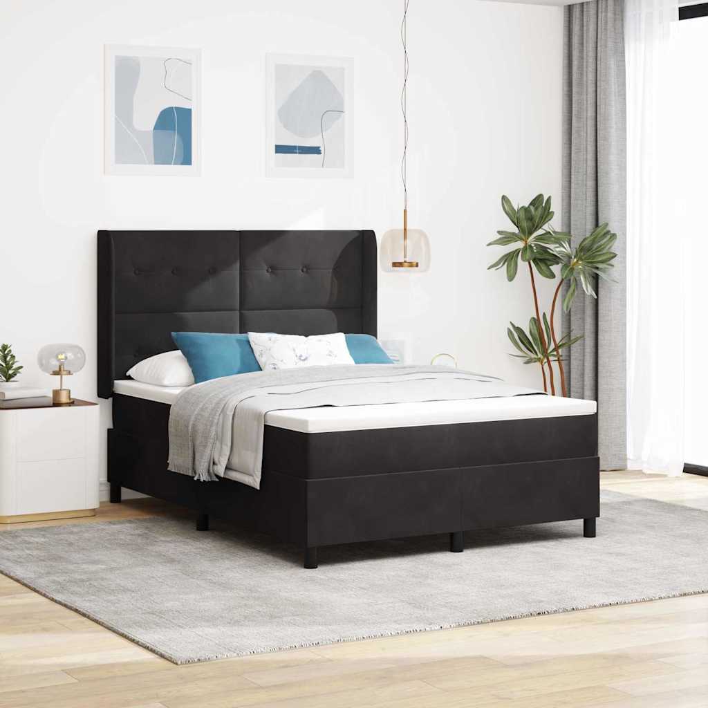 Krevet s opruga kutije s uzglavljem Crna 160 x 200 cm Baršun
