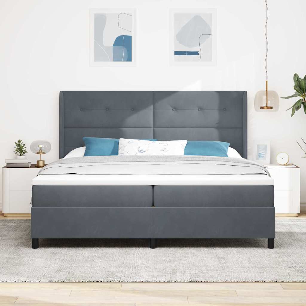 Krevet s opruga kutije Tamno siva 200 x 200 cm Baršun