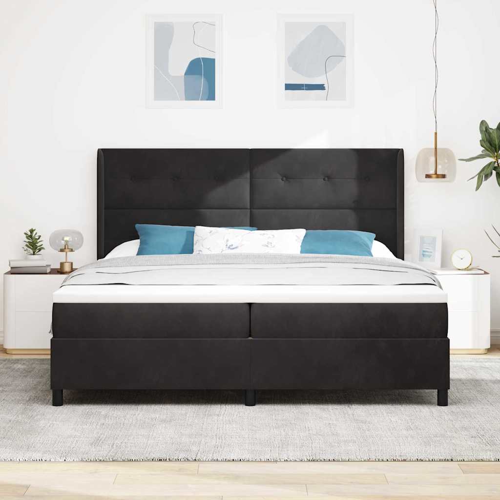 Krevet s opruga kutije s uzglavljem Crna 200 x 200 cm Baršun