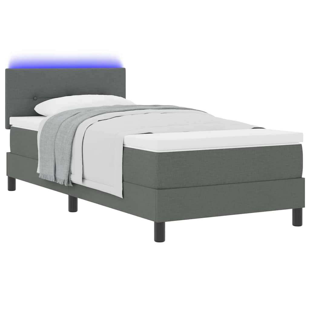 Krevet s opruga kutije Tamno siva 90 x 190 cm tkanina