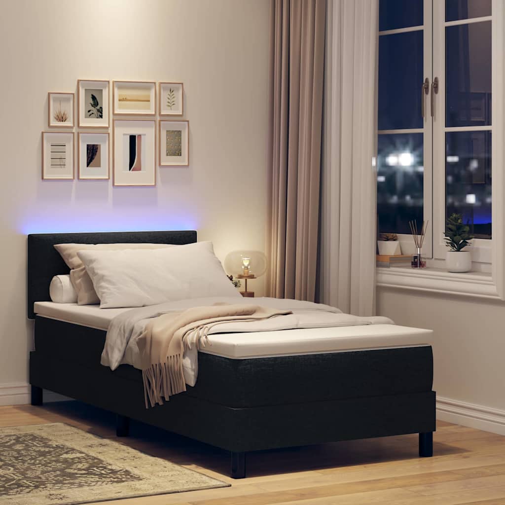 Krevet s opruga kutije s madracem Crna 90 x 190 cm tkanina