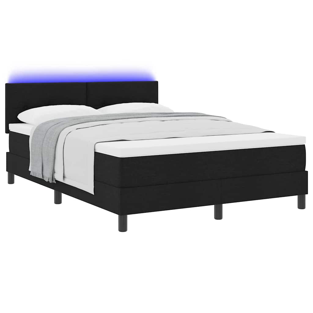 Krevet s opruga kutije s LED trakama Crna 140 x 200 cm tkanina