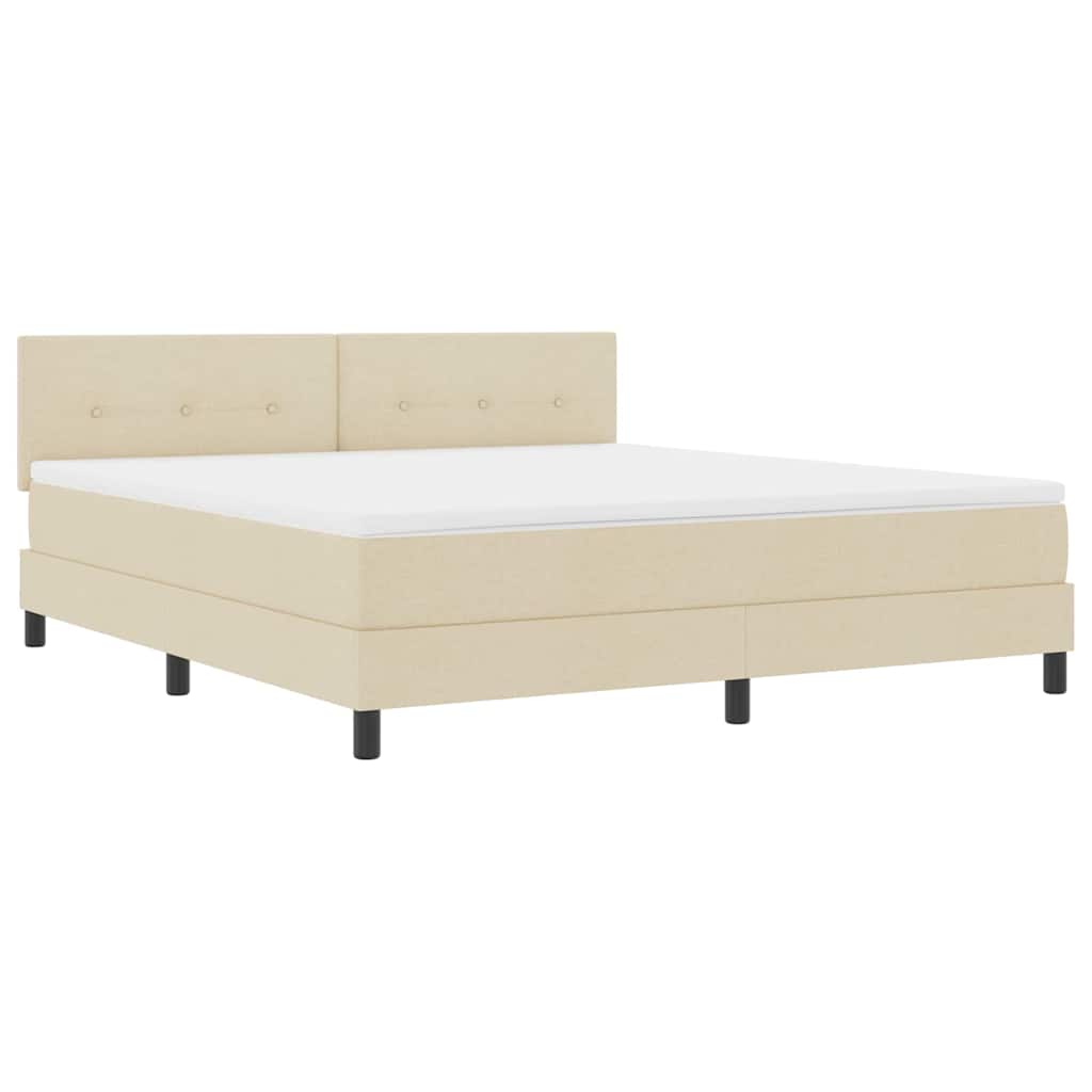 Krevet s opruga kutije s LED trakama Krema 180 x 200 cm tkanina