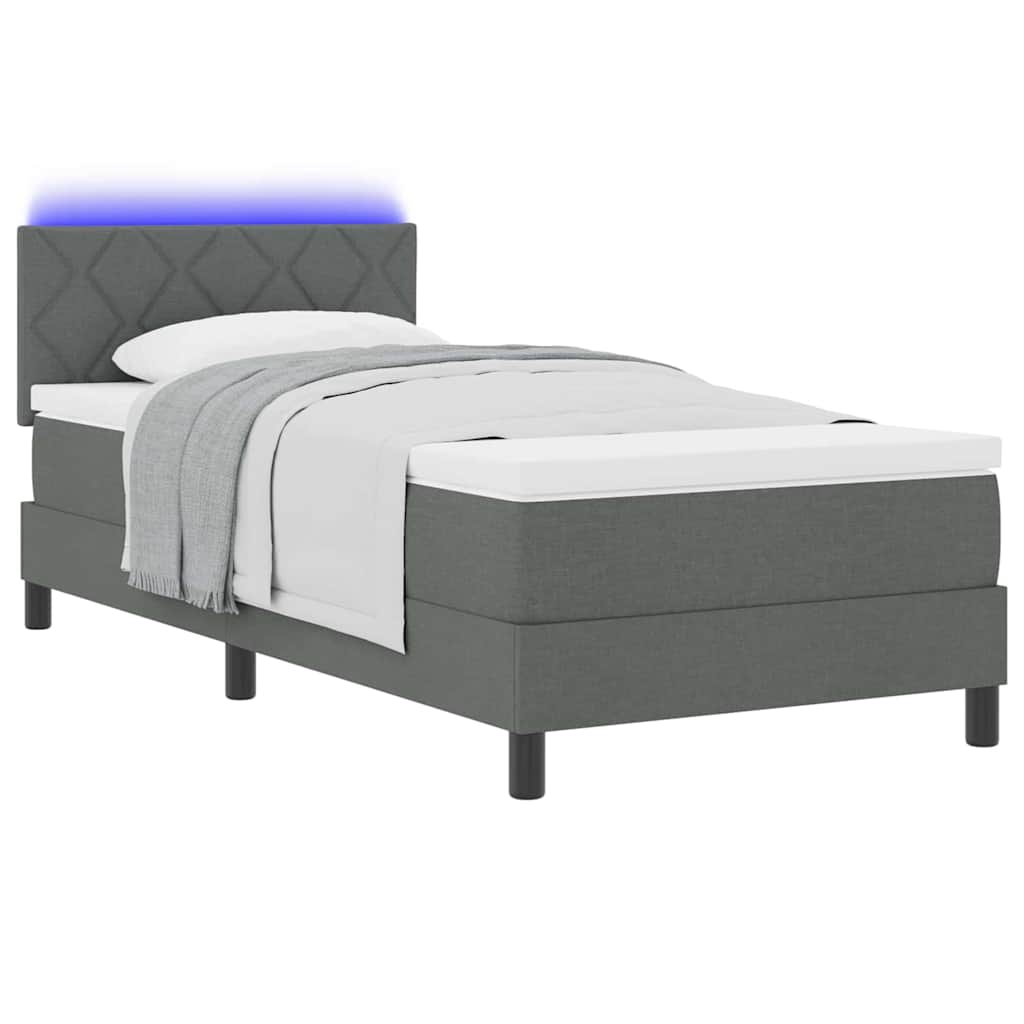 Krevet s opruga kutije Tamno siva 90 x 190 cm tkanina