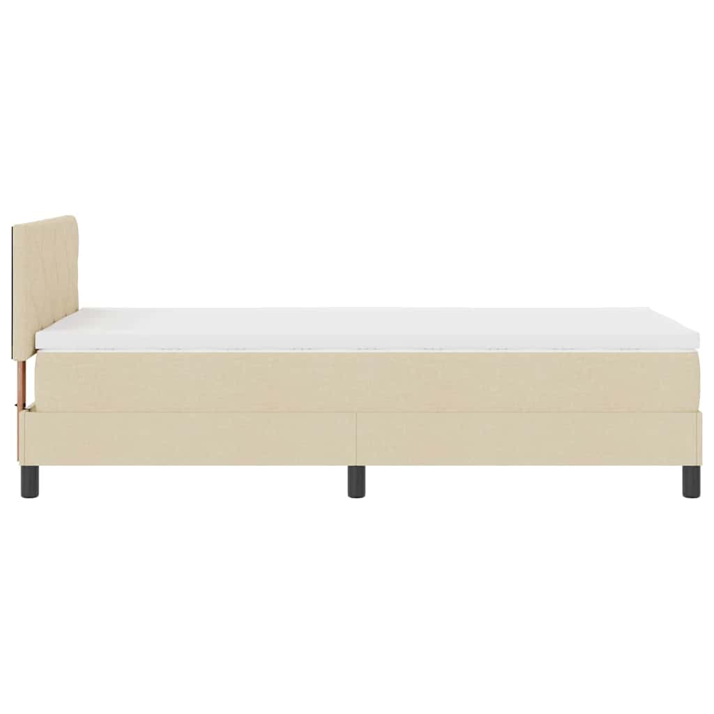 Krevet s opruga kutije s LED trakama Krema 90 x 190 cm tkanina