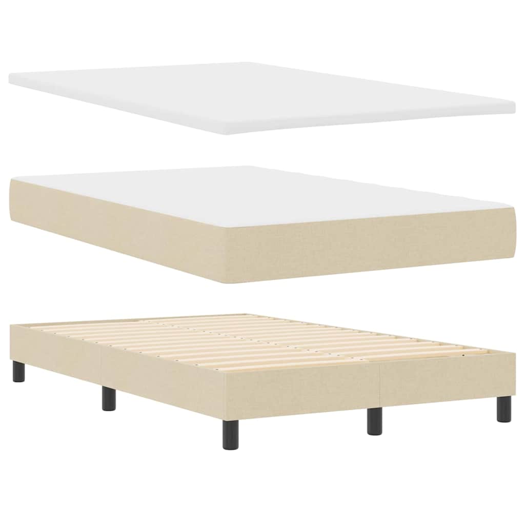 Krevet s opruga kutije s LED trakama Krema 120 x 190 cm tkanina