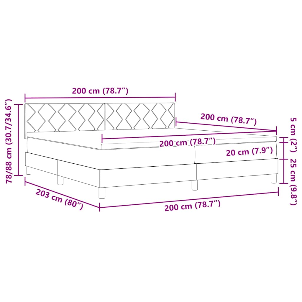 Krevet s opruga kutije Svjetlosiva 200 x 200 cm tkanina