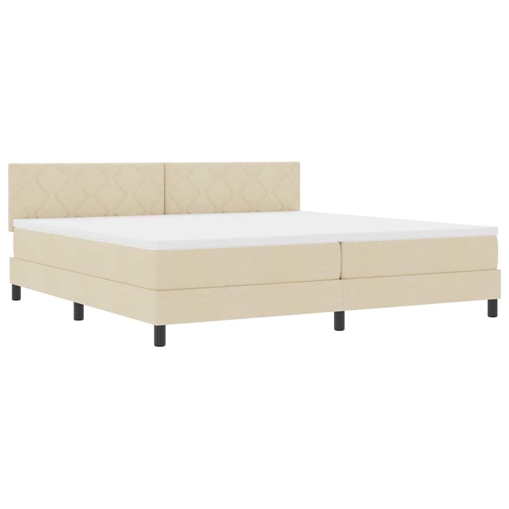 Krevet s opruga kutije s jastukom Krema 200 x 200 cm tkanina