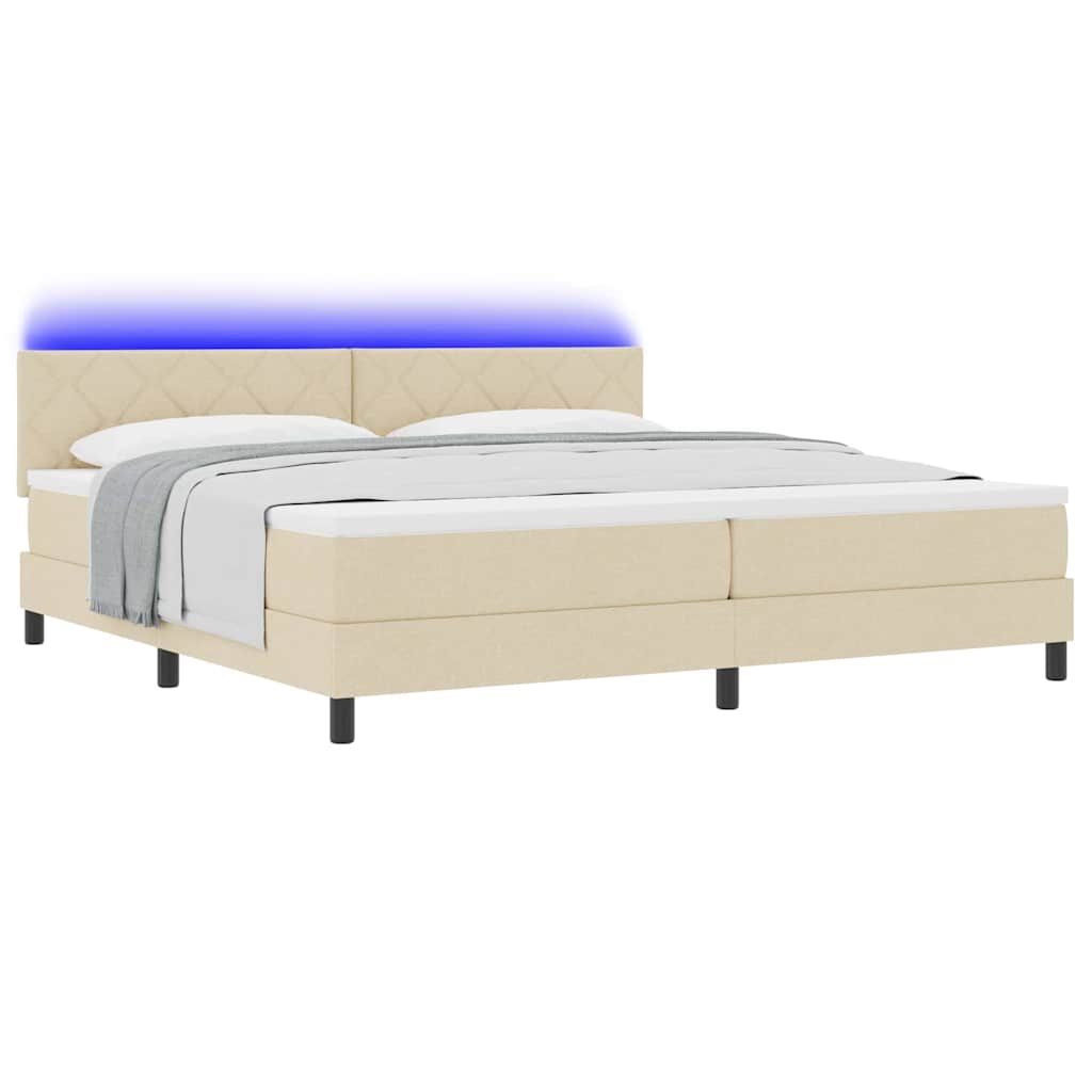 Krevet s opruga kutije s jastukom Krema 200 x 200 cm tkanina