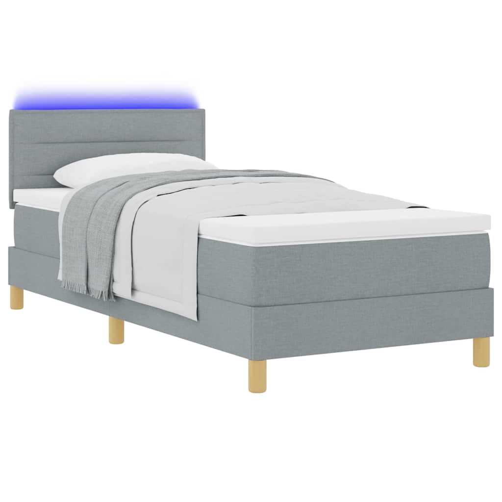 LED Box Spring Krevet Svijetlo siva 80 x 200 cm tkanina