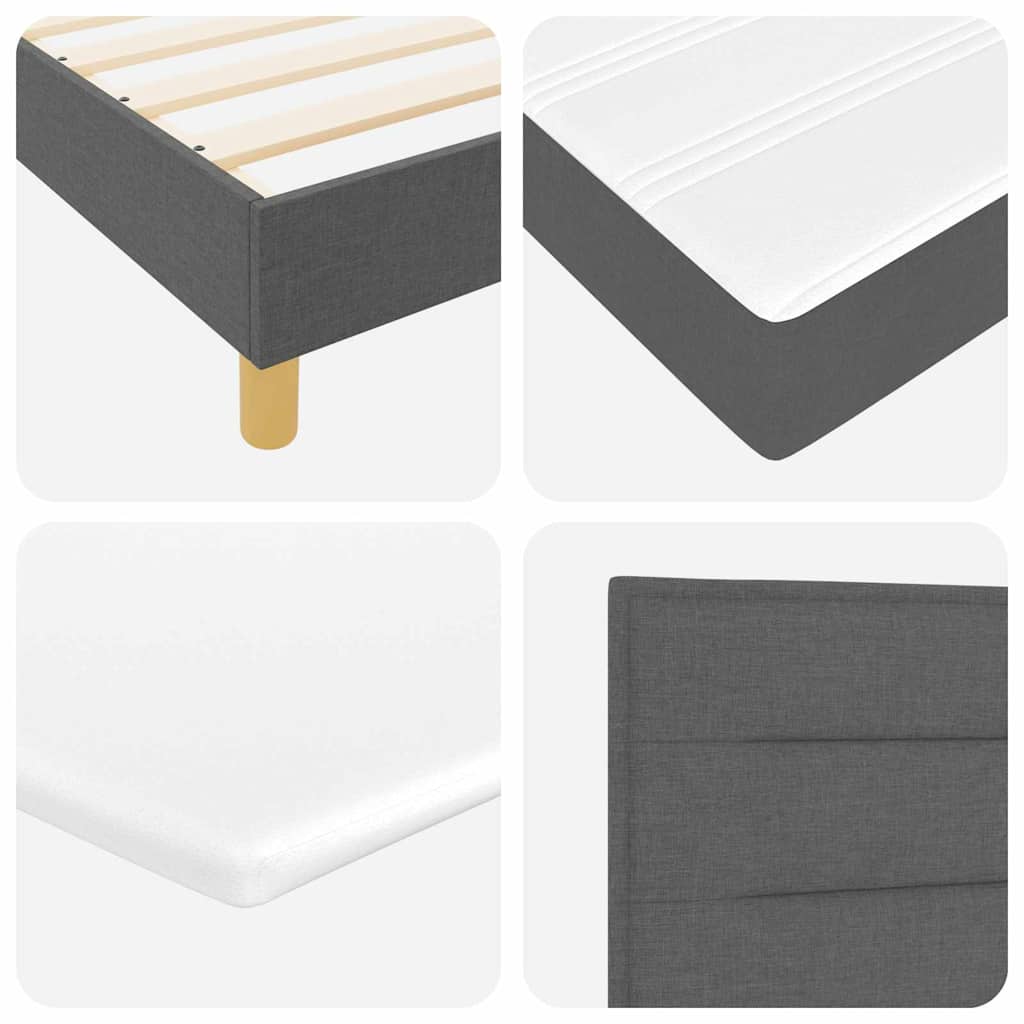 LED Box Spring Krevet s jastukom Tamno siva 80 x 200 cm tkanina