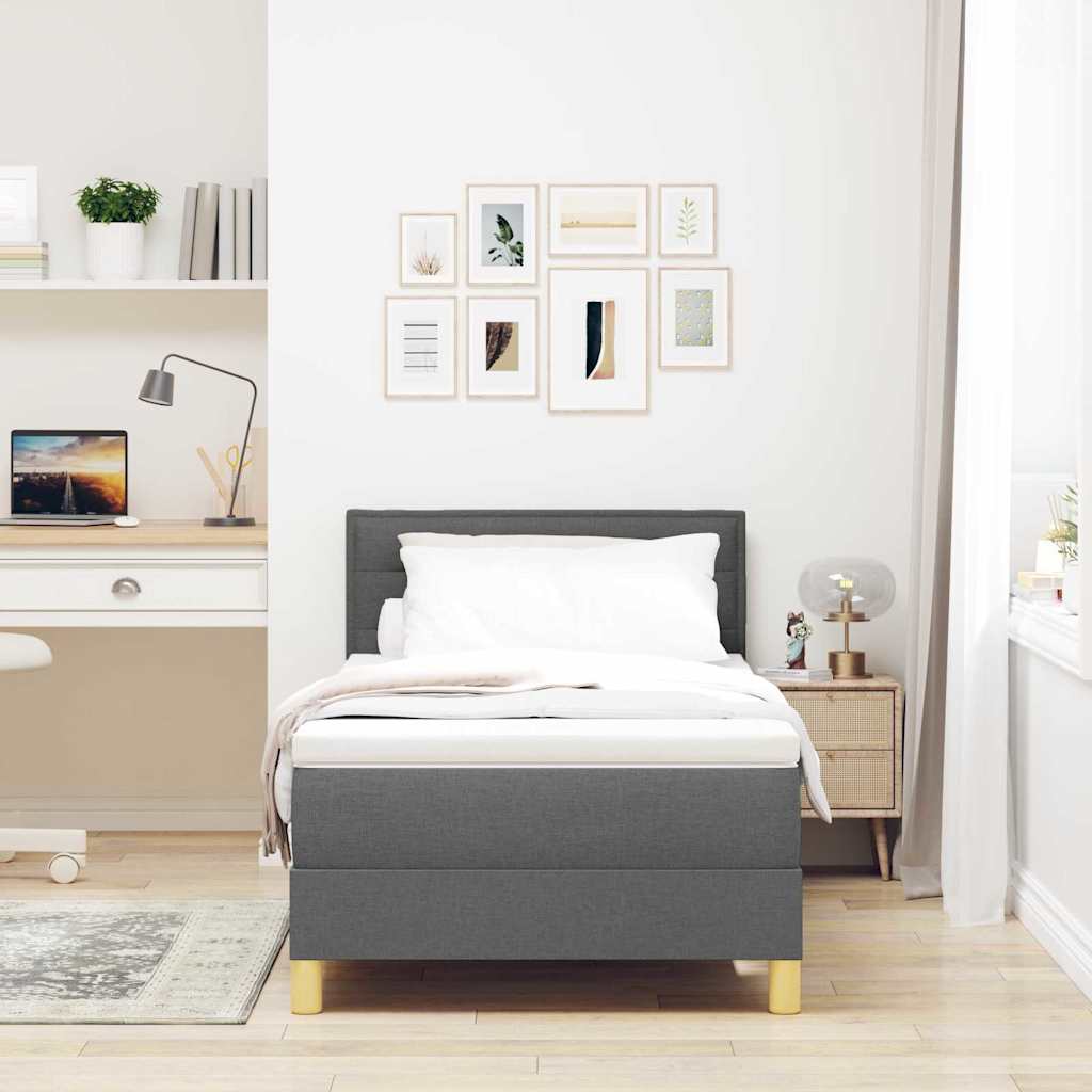 LED Box Spring Krevet s jastukom Tamno siva 80 x 200 cm tkanina