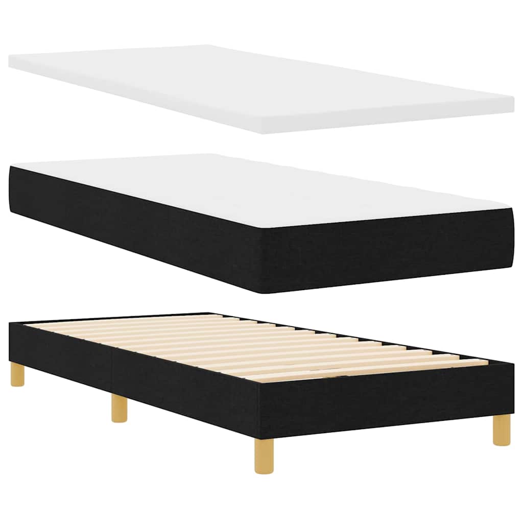 LED Box Spring Krevet s LED trakama Crna 80 x 200 cm tkanina