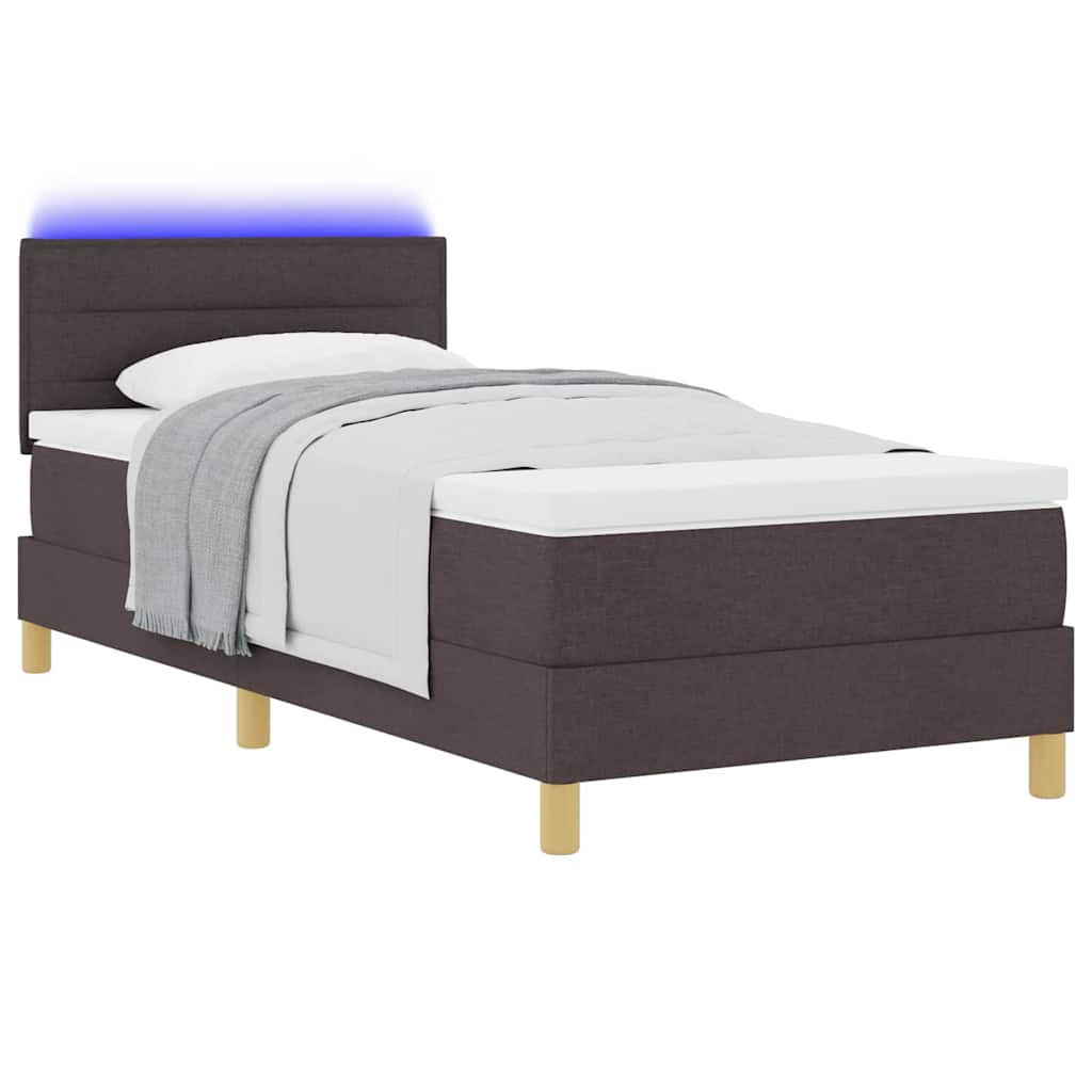 LED Box Spring Krevet Tamno smeđa 80 x 200 cm tkanina