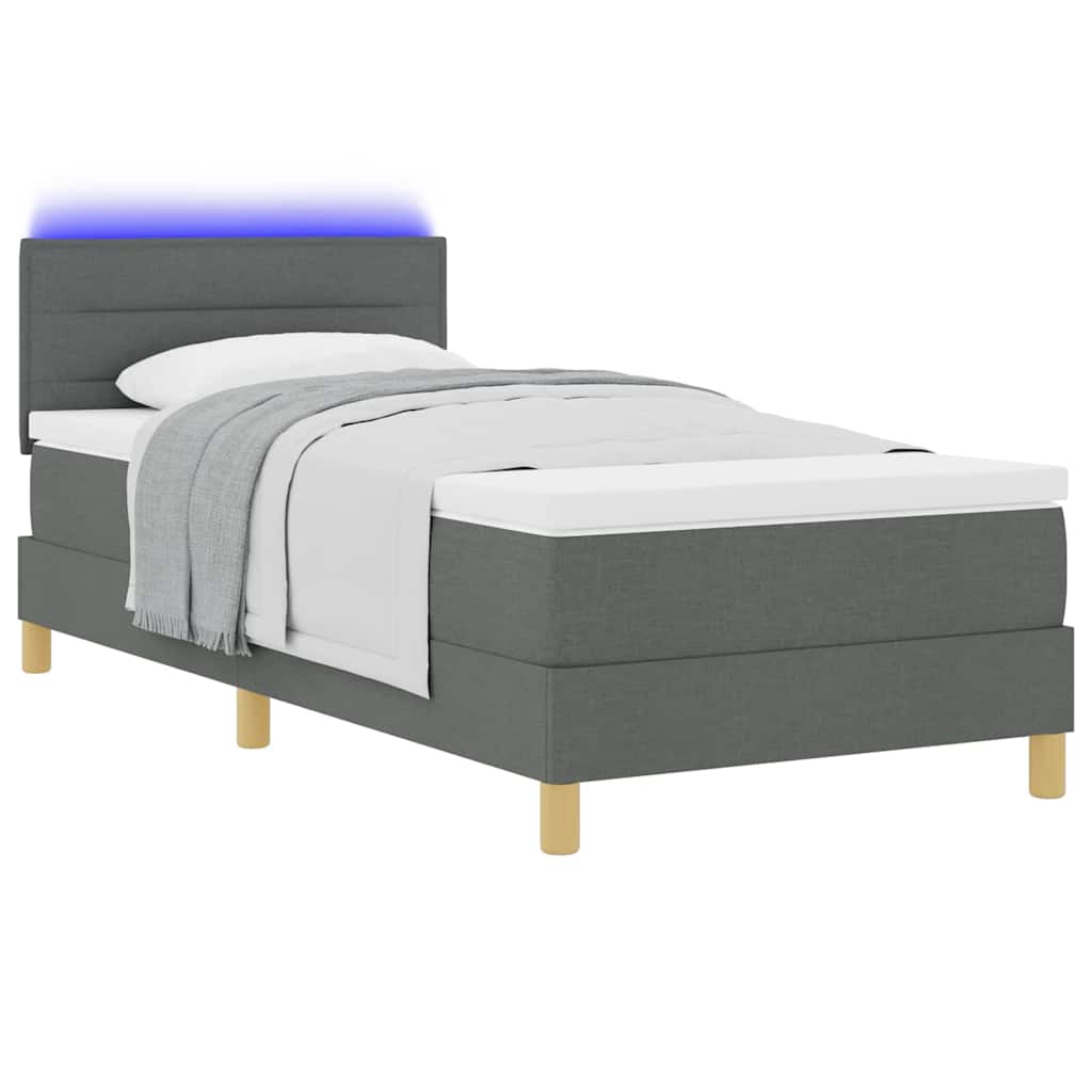 LED Box Spring Krevet Tamno siva 90 x 190 cm tkanina