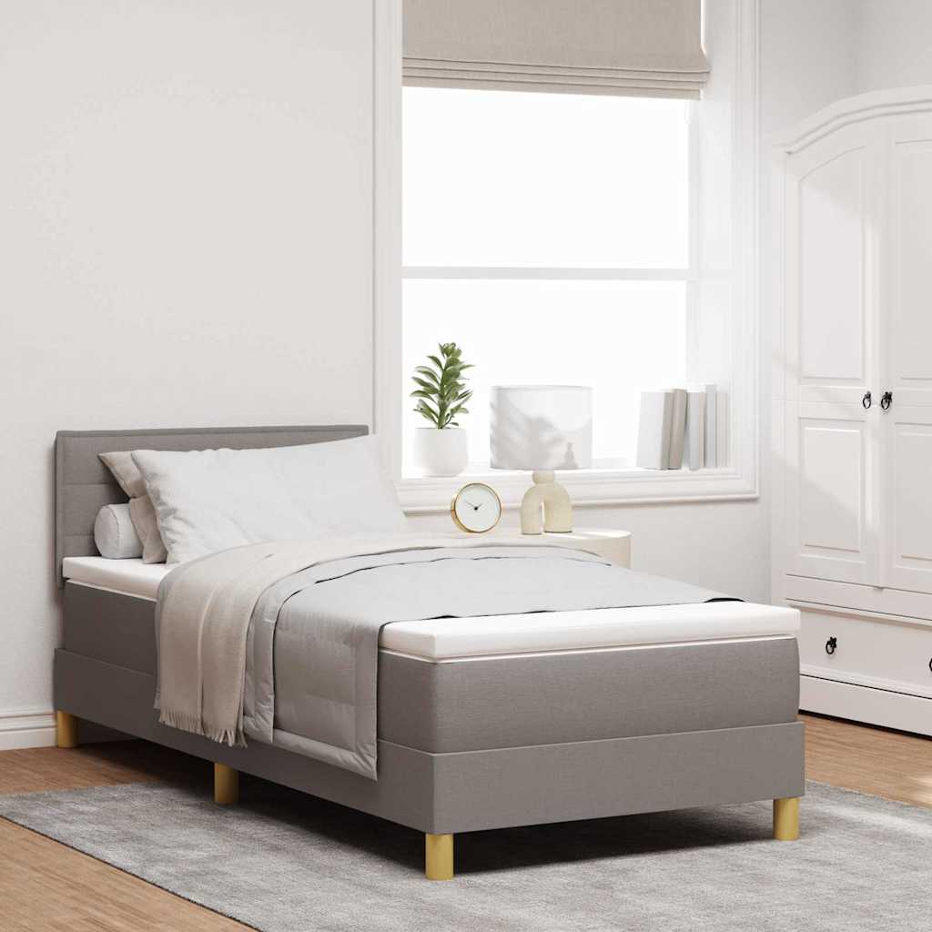 LED Box Spring Krevet Sivo-smeđa 90 x 190 cm tkanina