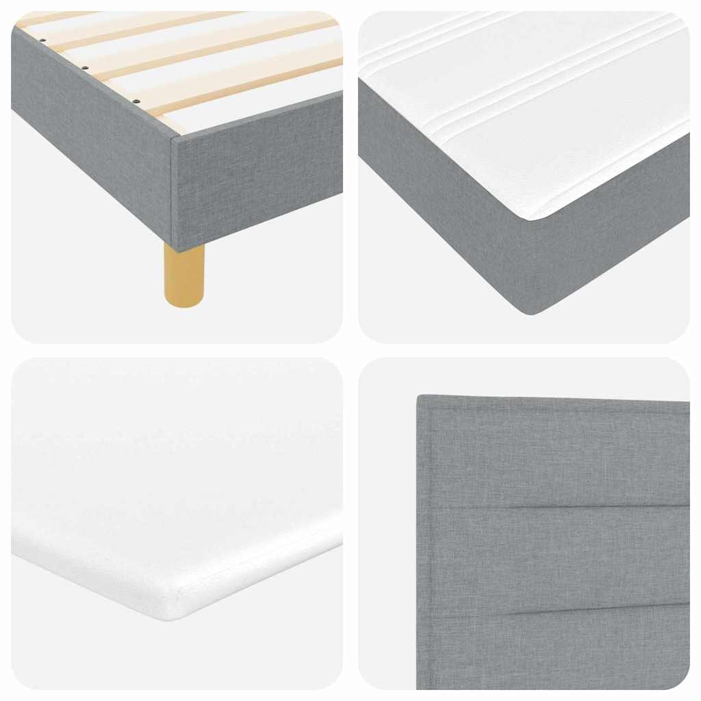 LED Box Spring Krevet Svijetlo siva 90 x 200 cm tkanina