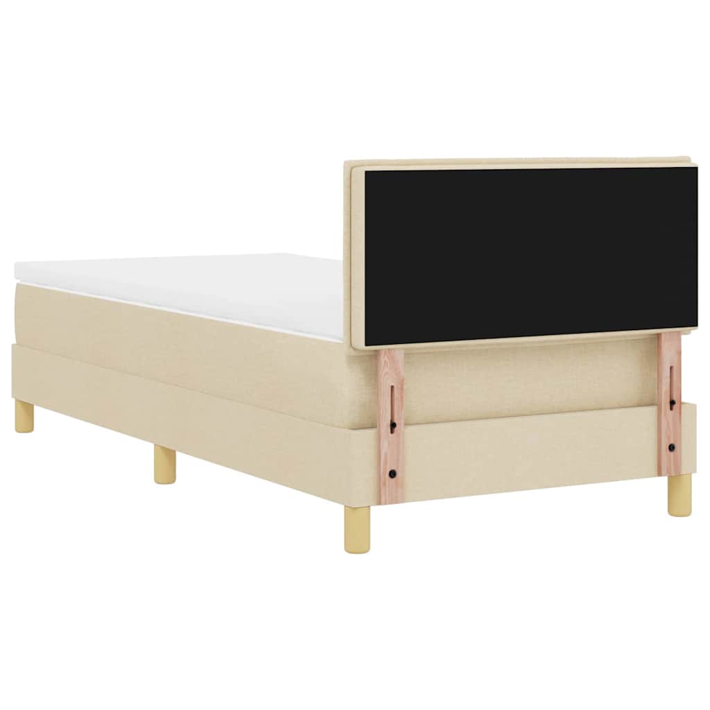 LED Box Spring Krevet s LED trakama Krema 90 x 200 cm tkanina